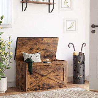 Ławka na buty w stylu vintage, brązowa z siedziskiem 76x40x48 cm