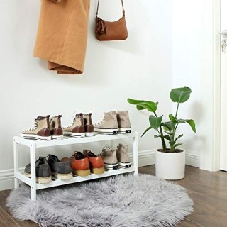 Bambusowy stojak na buty, półka łazienkowa z 2 poziomami, szafka na buty, stojak na buty, 70 x 33 x 26 cm (szer. x wys. x gł.), 
