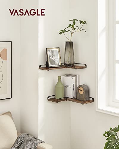 Półka narożna w kształcie litery L, Vintage brąz + czerń