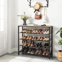 Stojak na buty, organizator do przechowywania obuwia z 4 półkami z siatki i dużą powierzchnią do worków, półka buta na wejście,