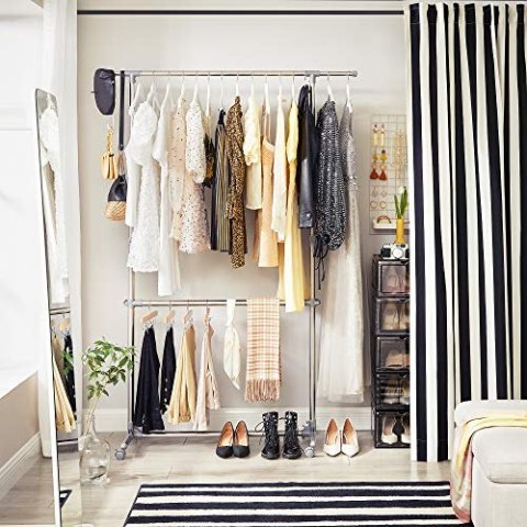 Stojak na ubrania, szary, (101-163) x 49 x (113-198) cm