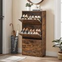 Szafka na buty z 3 klapkami, 3-poziomowymi drewnianymi szafką do przechowywania, idealną na wąskie wejście, korytarz, salon, syp