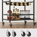 Wózek kuchenny na kołach z półkami szklanki i uchwytu na butelki 60 x 40 x 75 cm Projekt przemysłowy vintage brązowy/czarny