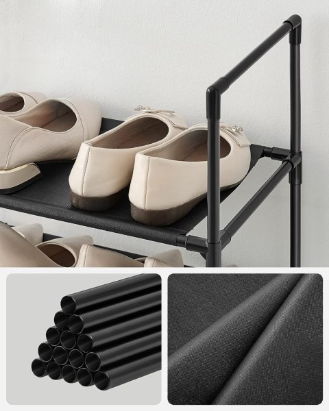 Półka na buty, Półka na buty, 10 poziomów, Otwarta szafka na buty, Przechowywanie butów, Wąska, 33 x 33 x 173 cm, Metalowa rama,