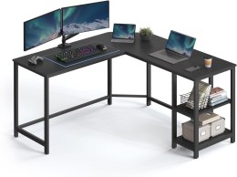 Biurko komputerowe, narożne biurko w kształcie litery L, 138 x 138 x 76 cm, biurko do gier, stacja robocza z 2 półkami do przech