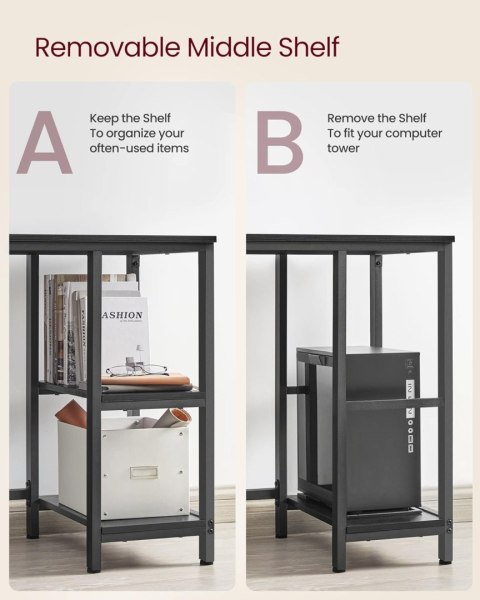 Biurko komputerowe, narożne biurko w kształcie litery L, 138 x 138 x 76 cm, biurko do gier, stacja robocza z 2 półkami do przech