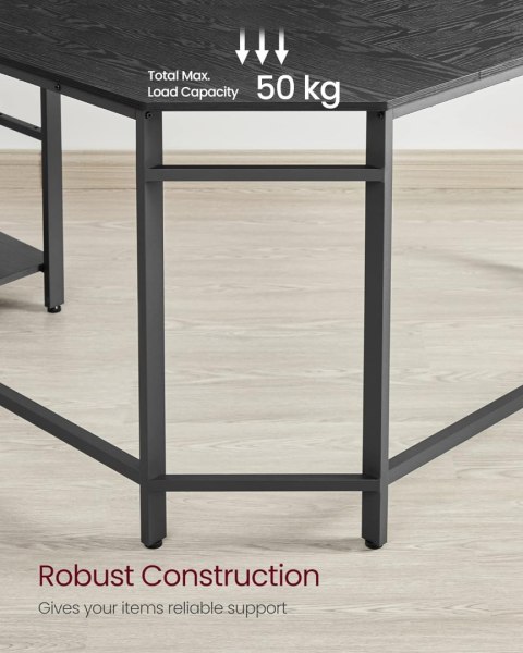 Biurko komputerowe, narożne biurko w kształcie litery L, 138 x 138 x 76 cm, biurko do gier, stacja robocza z 2 półkami do przech