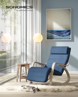 Bujane krzesło z podłokietnikami 5 pozycji Regulowane podnóżka maksymalnie obciążenie 150 kg dla sypialni salon północ niebieski