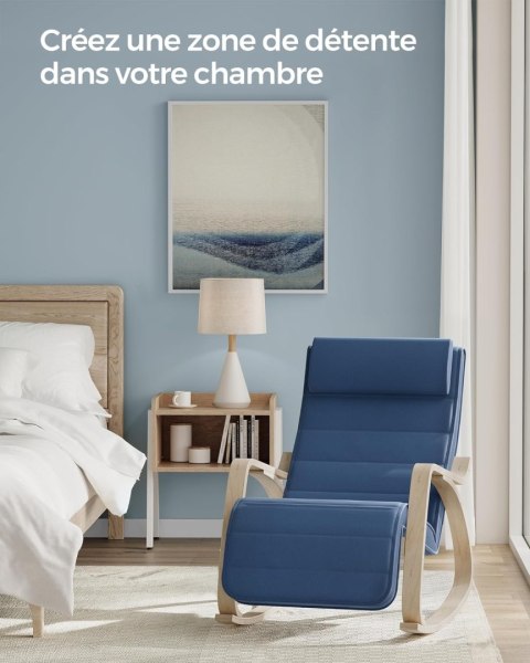 Bujane krzesło z podłokietnikami 5 pozycji Regulowane podnóżka maksymalnie obciążenie 150 kg dla sypialni salon północ niebieski