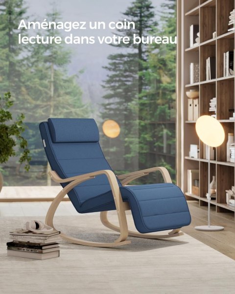 Bujane krzesło z podłokietnikami 5 pozycji Regulowane podnóżka maksymalnie obciążenie 150 kg dla sypialni salon północ niebieski