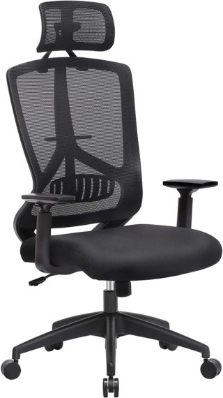 Ergonomiczne biuro i krzesło biurkowe z podparciem lędźwiowym, obrotowe krzesło komputerowe z regulowanym zagłówkiem i podłokiet