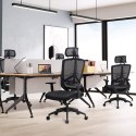 Ergonomiczne biuro i krzesło biurkowe z podparciem lędźwiowym, obrotowe krzesło komputerowe z regulowanym zagłówkiem i podłokiet