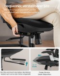 Ergonomiczne regulowane krzesło biurowe rozkładane biurko - przednie lub tylne regulowane siedzenie - Obsługa do 150 kg - Black