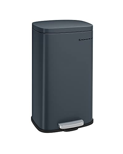 Kosz do kuchni, kosz, 30 L Pedal Bin z plastikowym wiadrem wewnętrznym, pokrywą, miękką zamknięcie, kontrola zapachu, Smoky Grey