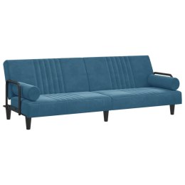 Rozkładana kanapa z podłokietnikami, niebieska, aksamitna Lumarko!