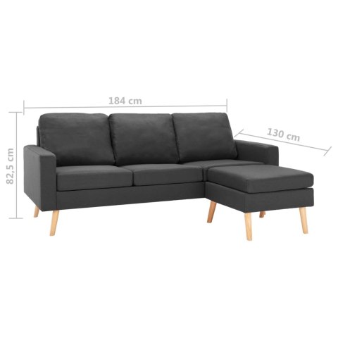 3-osobowa sofa z podnóżkiem, ciemoszara, tapicerowana tkaniną Lumarko!