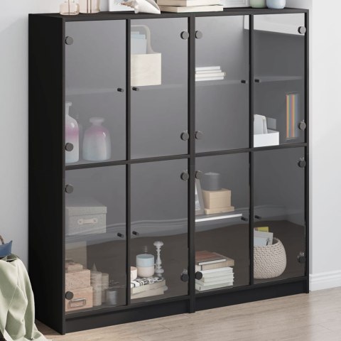 Biblioteczka z drzwiczkami, czarna, 136x37x142 cm Lumarko!