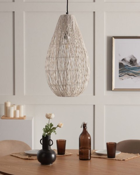 Lampa pleciona wisząca beżowa ANNOTTO