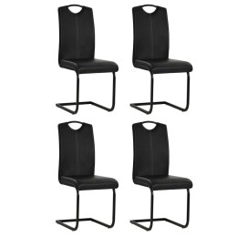 Krzesła stołowe, wspornikowe, 4 szt., czarne, sztuczna skóra Lumarko!