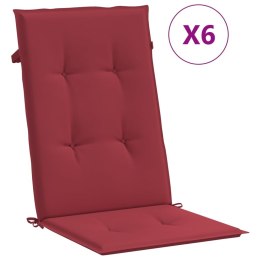 Poduszki na krzesła ogrodowe 6 szt., winna czerwień 120x50x3 cm Lumarko!