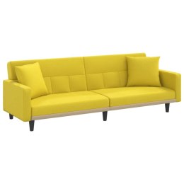 Rozkładana kanapa z poduszkami, jasnożółta, obita tkaniną Lumarko!