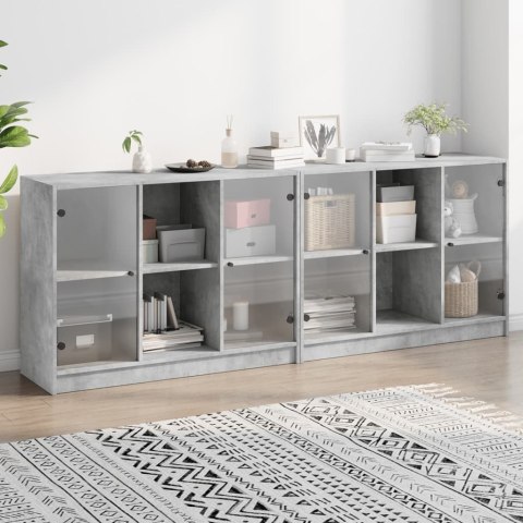 Biblioteczka z drzwiczkami, szarość betonu, 204x37x75 cm Lumarko!