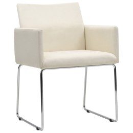 Krzesła stołowe, 2 szt., stylizowane na lniane, białe, tkanina Lumarko!