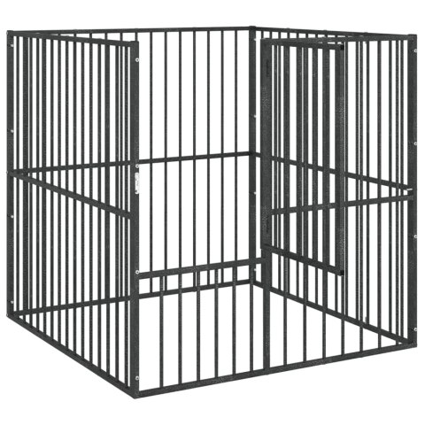 Kojec dla psa, 4 panele, czarny, stal galwanizowana Lumarko!