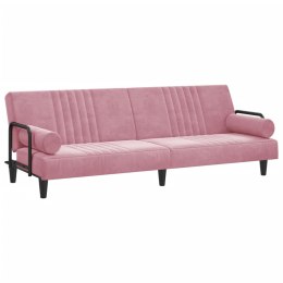 Rozkładana kanapa z podłokietnikami, różowa, aksamitna Lumarko!