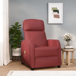 Fotel masujący, winna czerwień, obity sztuczną skórą Lumarko!