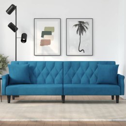 Rozkładana kanapa z podłokietnikami, niebieska, aksamitna Lumarko!
