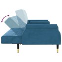 Rozkładana kanapa z poduszkami, niebieska, obita aksamitem Lumarko!