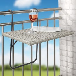 Składany stolik balkonowy, stylizowany na wiklinę, 60x40 cm, szary Lumarko!