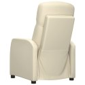 Elektryczny fotel masujący, kremowy, obity sztuczną skórą Lumarko!