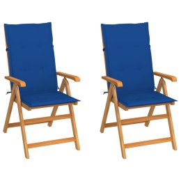Krzesła ogrodowe z kobaltowymi poduszkami, 2 szt., tekowe Lumarko!