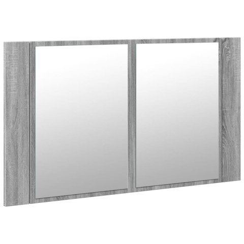 Szafka łazienkowa z lustrem i LED, szary dąb 80x12x45 cm, akryl Lumarko!