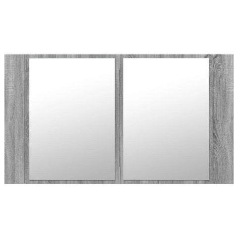 Szafka łazienkowa z lustrem i LED, szary dąb 80x12x45 cm, akryl Lumarko!