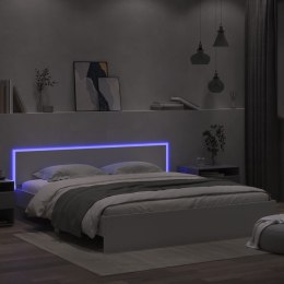 Rama łóżka z wezgłowiem i LED, biała, 200x200 cm Lumarko!