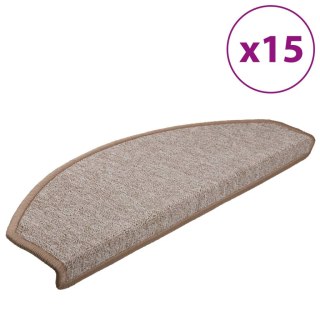 VidaXL Maty na schody 15 szt. 65x24x4 cm Jasnobrązowe, półokrągłe, duże