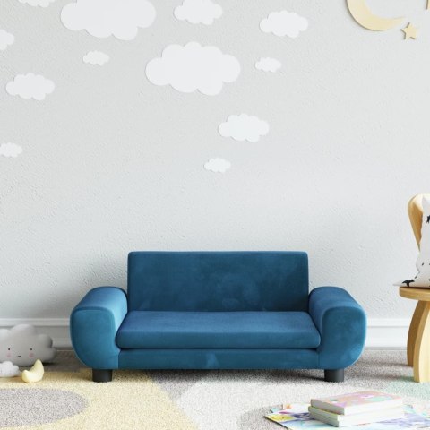 Sofa dla dzieci, niebieska, 70x45x33 cm, aksamit Lumarko!