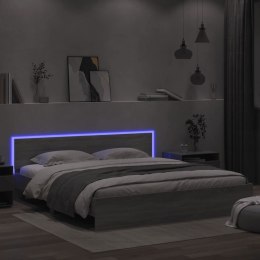 Rama łóżka z wezgłowiem i LED, szary dąb sonoma, 200x200 cm Lumarko!