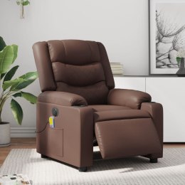 Rozkładany fotel masujący, elektryczny, brązowy, sztuczna skóra Lumarko!