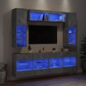 6-częściowy zestaw ściennych szafek TV z LED, szarość betonu Lumarko!