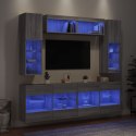 6-częściowy zestaw ściennych szafek TV z LED, szary dąb sonoma Lumarko!