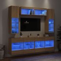 6-częściowy zestaw ściennych szafek TV z oświetleniem LED, dąb sonoma Lumarko!