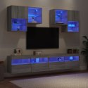 6-częściowy zestaw ściennych szafek TV z LED, szary dąb sonoma Lumarko!