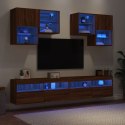 6-częściowy zestaw ściennych szafek TV z LED, brązowy dąb Lumarko!