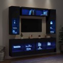 6-częściowy zestaw ściennych szafek TV z oświetleniem LED, czarny Lumarko!