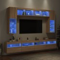 8-częściowy zestaw ściennych szafek TV z oświetleniem LED, dąb sonoma Lumarko!