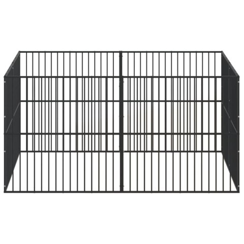 Kojec dla psa, 8 paneli, czarny, stal galwanizowana Lumarko!